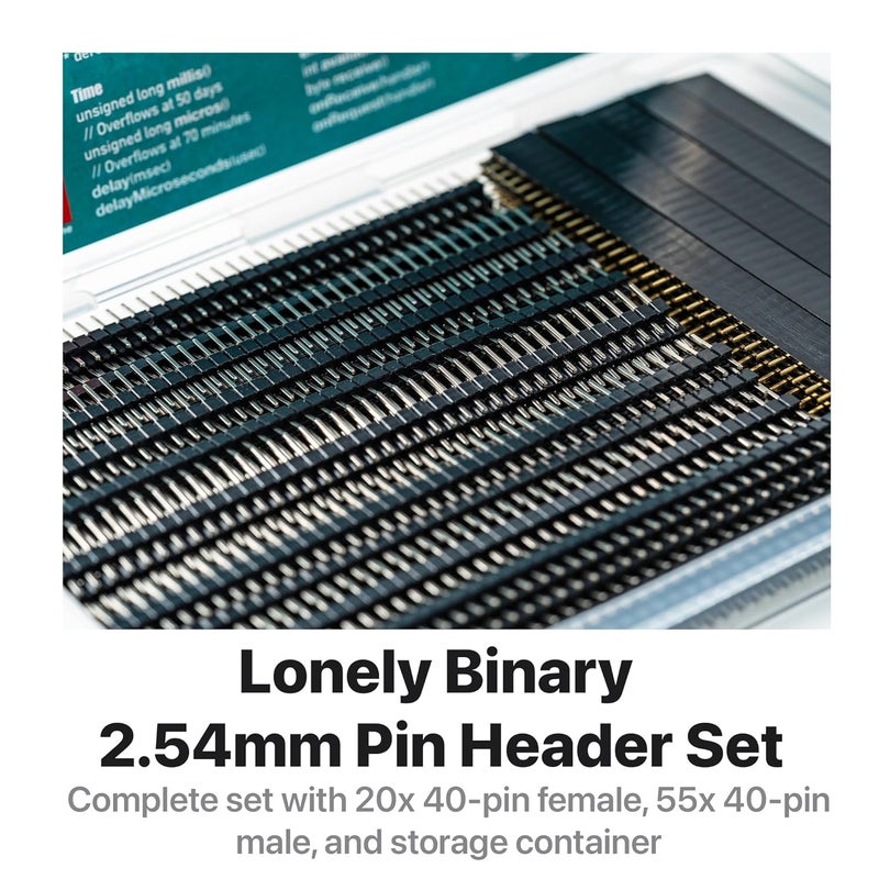 LONELY BINARY 75 قطعة موصلات ذكر 2.54 مم وأنثى مع دبابيس لوحة الخبز (20 موصل أنثوي 40 دبوس، 55 موصل ذكر 40 دبوس) مع علبة تخزين متوافقة مع مشاريع Arduino ESP32 STEM DIY - Image 2